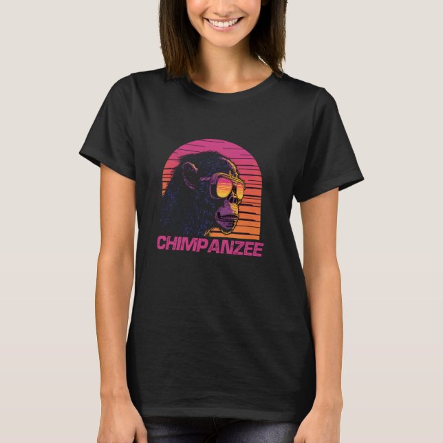 Coola Retro Sunset Sunglasses Chimpanzee T Shirt (Framsida)