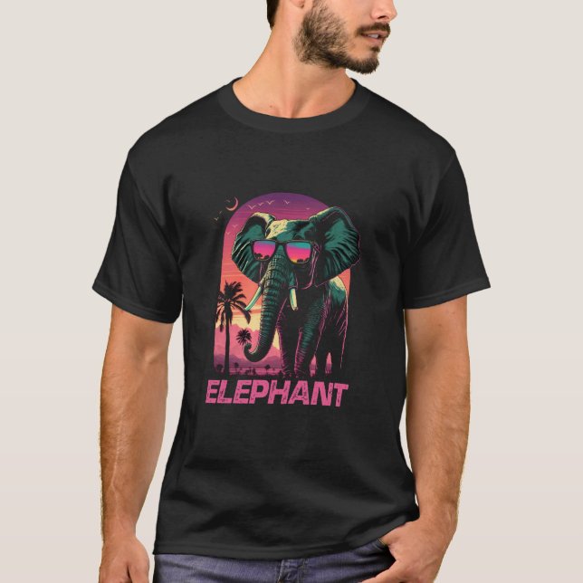 Coola Retro Sunset Sunglasses Elephant T Shirt (Framsida)