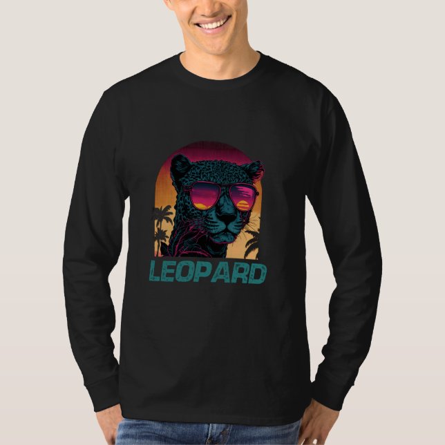 Coola Retro Sunset Sunglasses Leopard T Shirt (Framsida)
