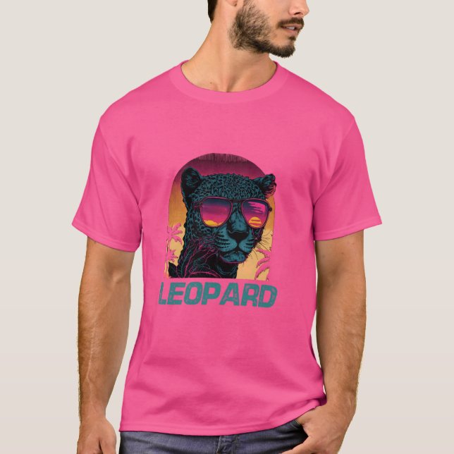Coola Retro Sunset Sunglasses Leopard T Shirt (Framsida)