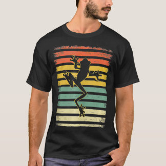 Coola Retro Sunset Träd Frog Silhouette Graphic T Shirt