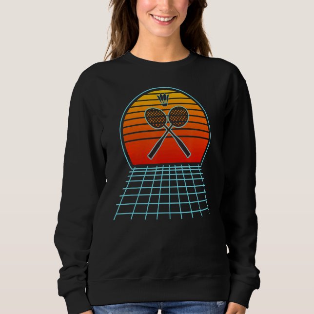 Coola Retro Sunset Vaporwave Badminton T Shirt (Framsida)