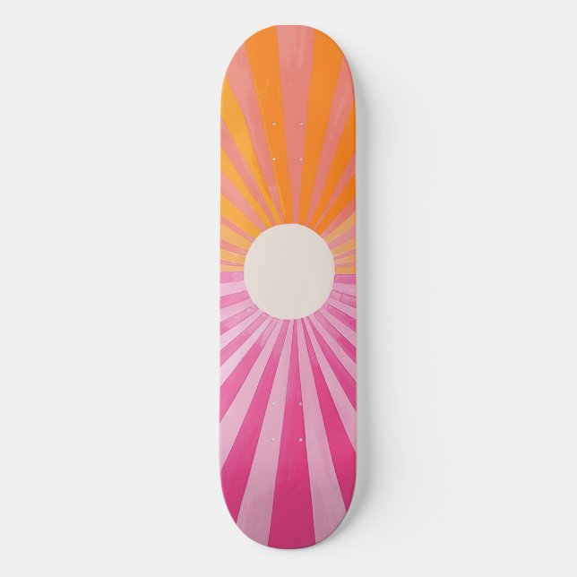 Coola Retro Sunshine Rosa and Orange Skateboard (Framsida)