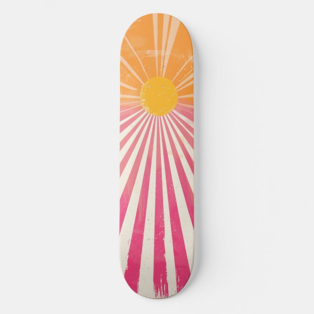 Coola Retro Sunshine Rosa and Orange Skateboard (Framsida)