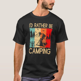 Coola Retro Tält i naturen jag hellre skulle vara  T Shirt