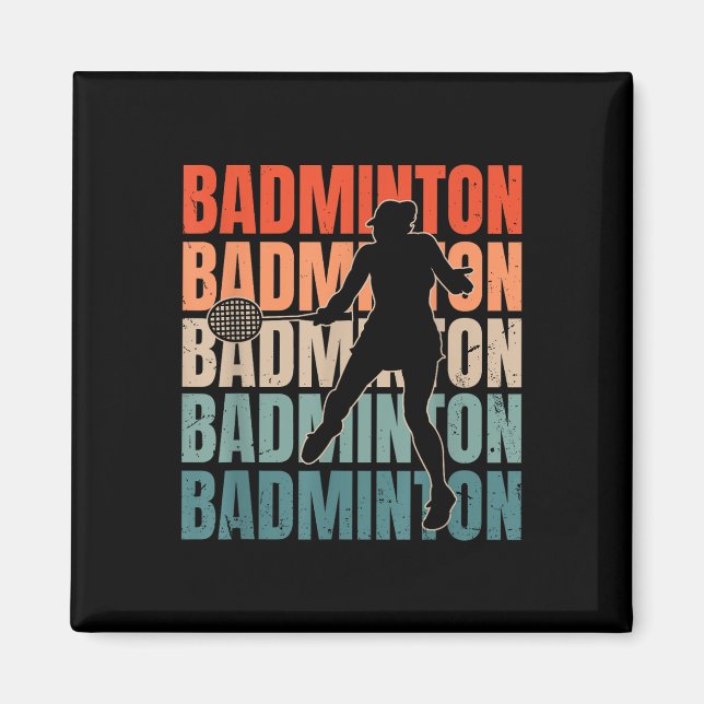 Coola Retro Text Silhouette Badminton Magnet (Framsidan)