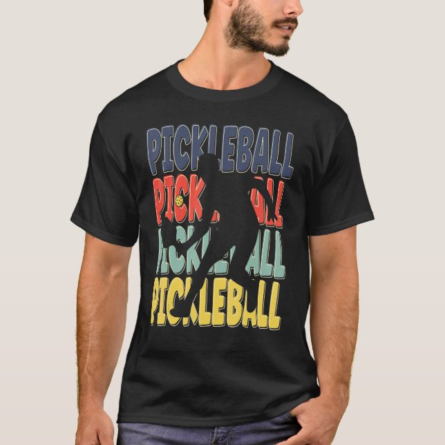 Coola Retro Text Silhouette Pickleball T Shirt (Framsida)