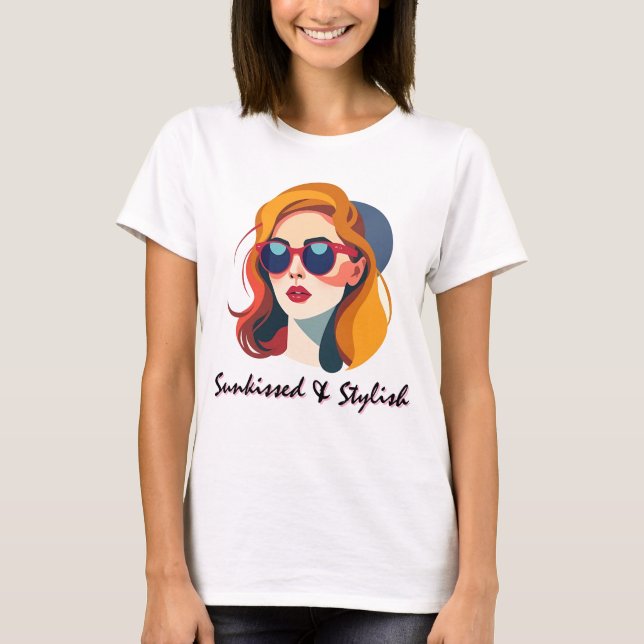 Coola Retro Woman Porträtt T Shirt (Framsida)