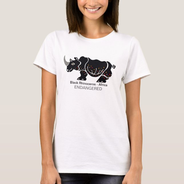 Coola RHINOCEROS - utrotningshotad animalisk grafi T Shirt (Framsida)
