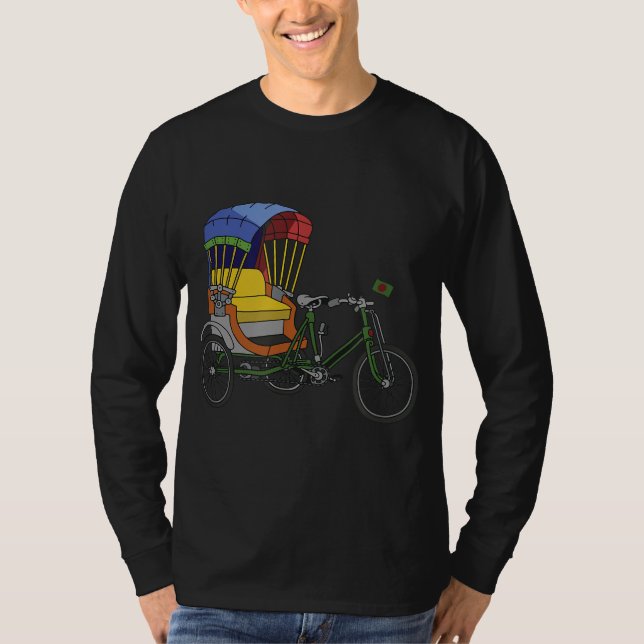 Coola Rikshaw Bike Artwork Bangladesh Flagga T Shirt (Framsida)