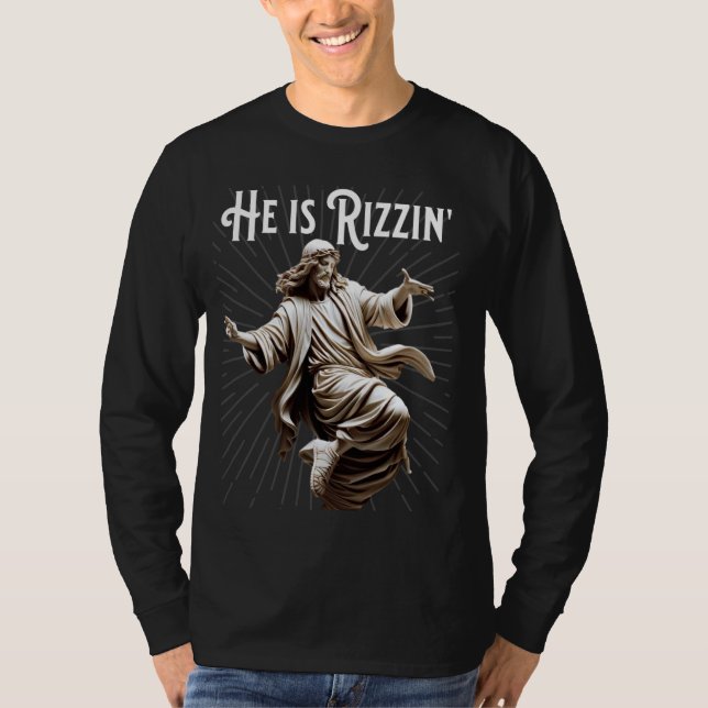 Coola Rizz Vibe Han är Rizzin Jesus Dancing T Shirt (Framsida)
