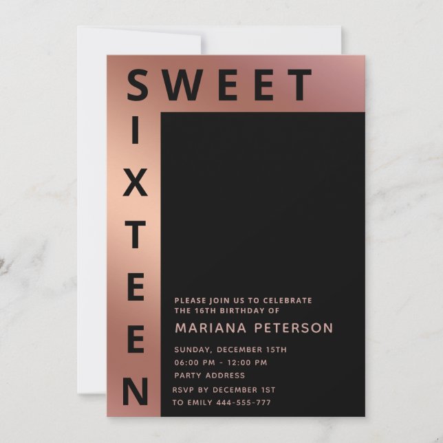Coola ro guld, modern enkel typografi inbjudningar (Framsida)