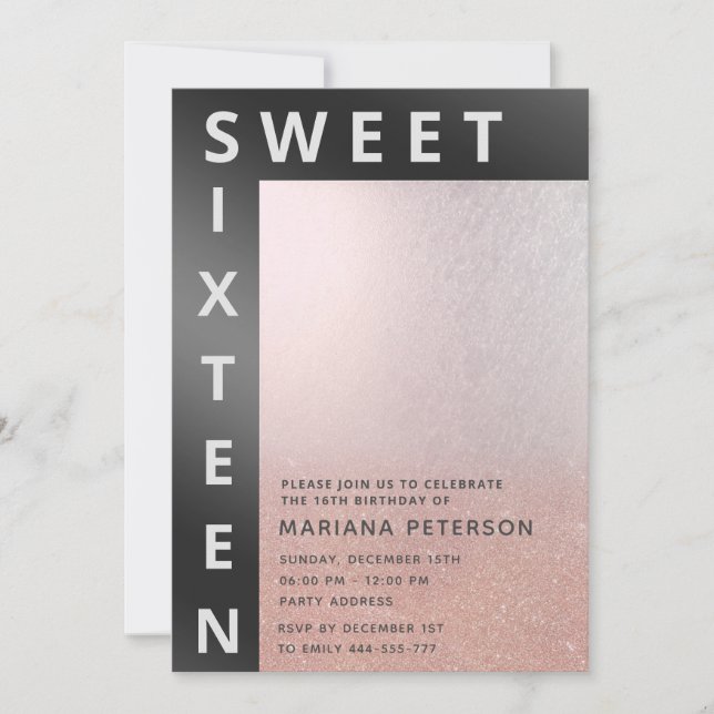 Coola ro guld, modern enkel typografisk inbjudan (Framsida)