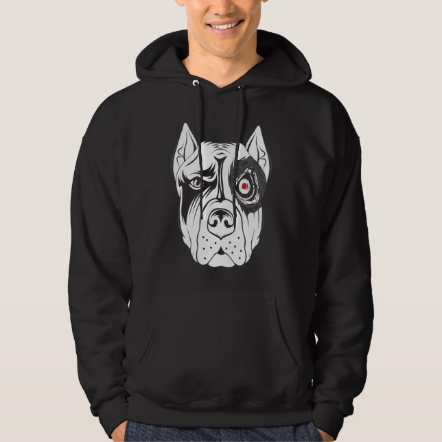 coola robot android hund grafisk coola hundar hoodie (Framsida)