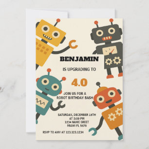 Coola Robot Birthday-inbjudan Inbjudningar