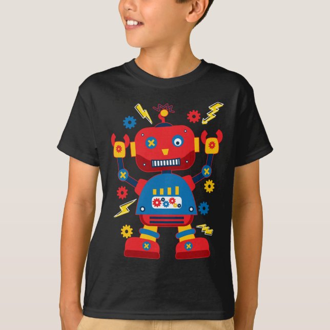 Coola Robotics Ingenjör Robot Kids T Shirt (Framsida)