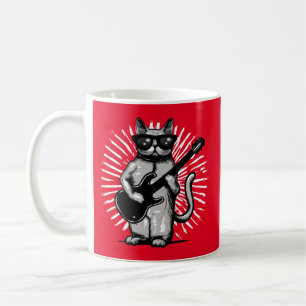 Coola Rock and roll Cat som spelar upp elektriska Kaffemugg