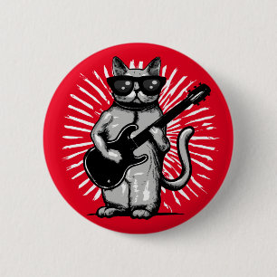 Coola Rock and roll Cat som spelar upp elektriska Knapp