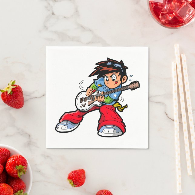Coola Rockstjärna Guitarist Roligt Musician Pappersservett (Skapare uppladdad)