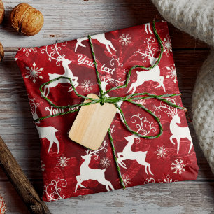 Coola röd vit renar jul presentpapper