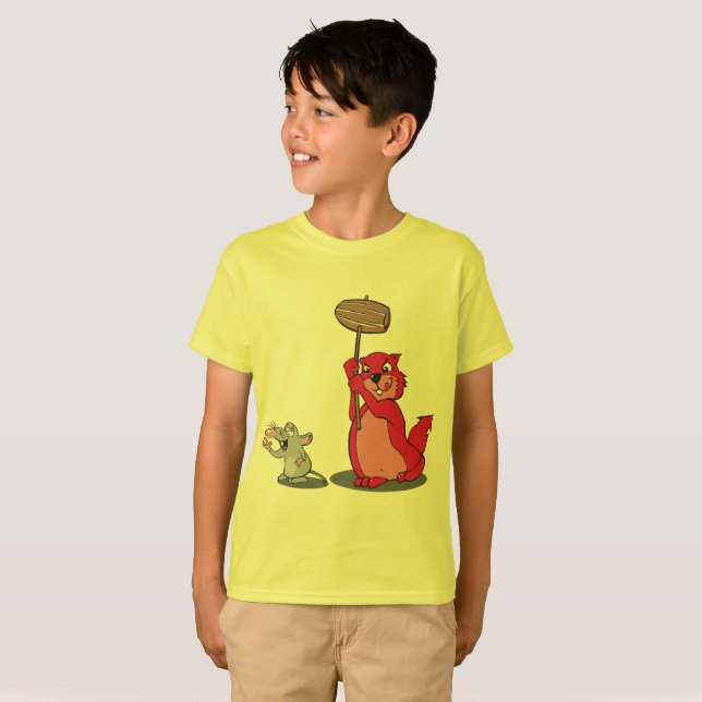 Coola röda katt- och mushakar - Grafisk t-shirt fö (Hel framsida)