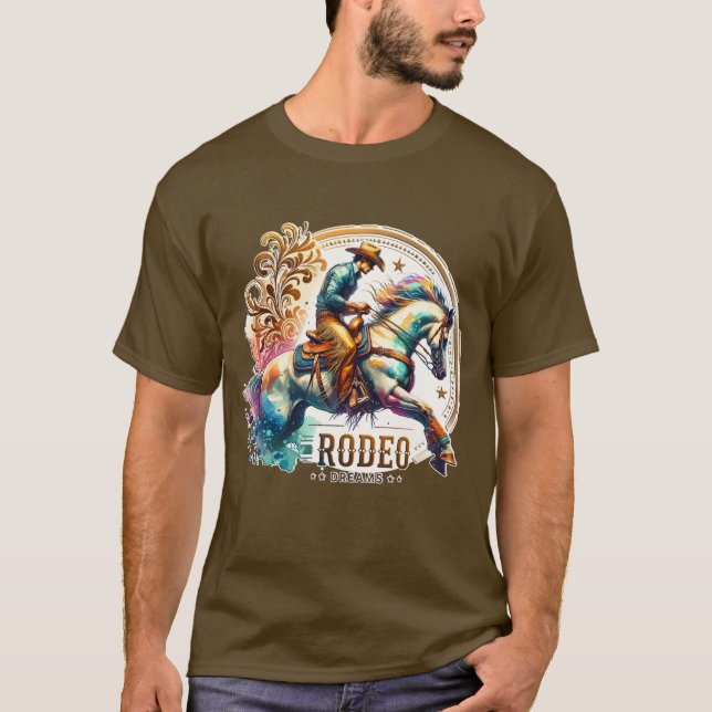 Coola Rodeo drömmer Cowboy Western T Shirt (Framsida)