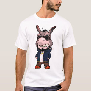 Coola Rökning Donkey Animal Tecknad T Shirt