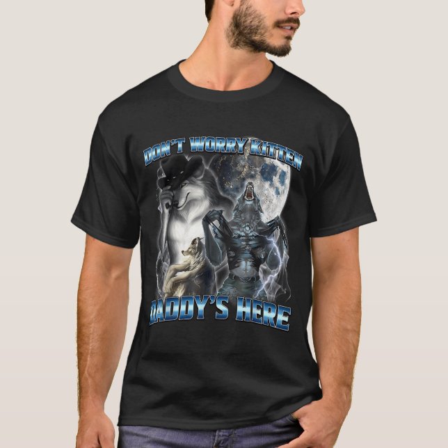 Coola roliga alfa varg meme Oroa dig inte lilla ka T Shirt (Framsida)