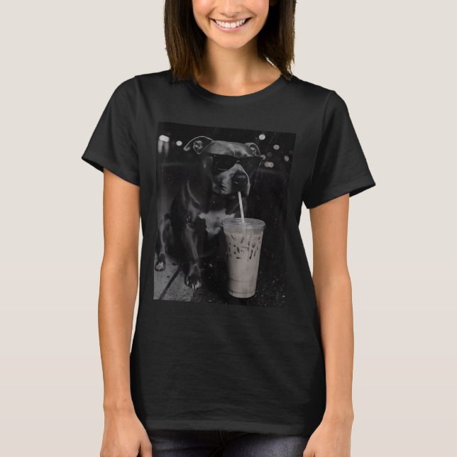 Coola roliga pitbull-drickare iskaffe älskare t shirt (Framsida)