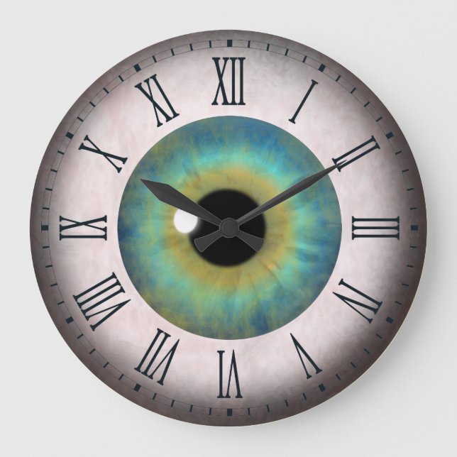 Coola Roligt Blue Öga Eyeball Roman Round Clock Stor Klocka (Framsida)