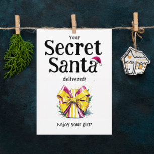 Coola Roligt Colorful Secret Santa Gift Bow Waterc Julkort