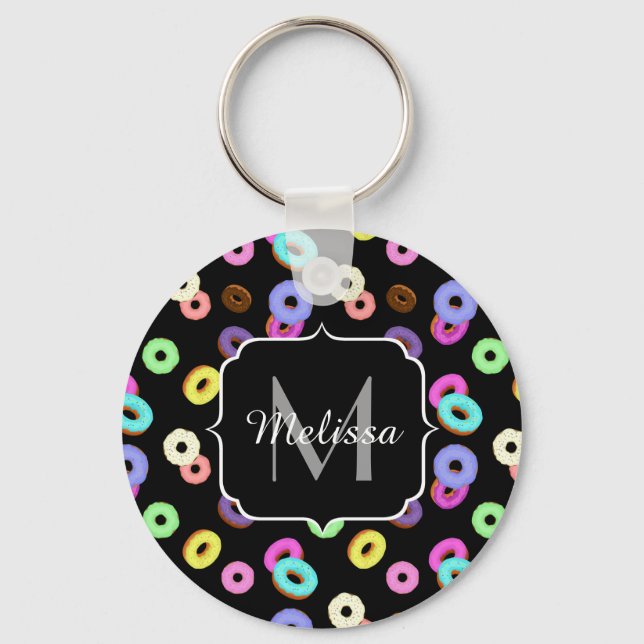 Coola roligt färgade munstycken mönster svart Mono Nyckelring (Framsida)