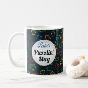 Coola roligt, färgat pussel delarare mönster, kaffemugg