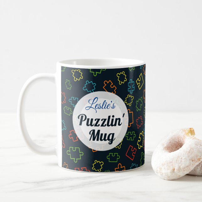 Coola roligt, färgat pussel delarare mönster, kaffemugg (Med munk)