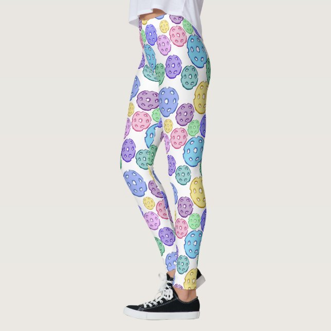 Coola Roligt Färgfull Pickleball Mönster Leggings (Vänster)