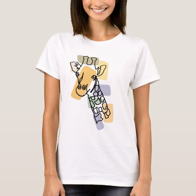 Coola Roligt Giraffe Abstrakt Line Art T Shirt (Framsida)