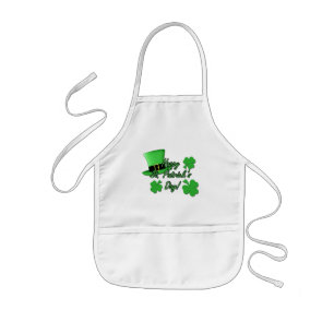 Coola roligt Grönt top hat Shamrocks St. Patricks Barnförkläde