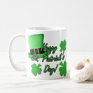 Coola roligt Grönt top hat Shamrocks St. Patricks Kaffemugg