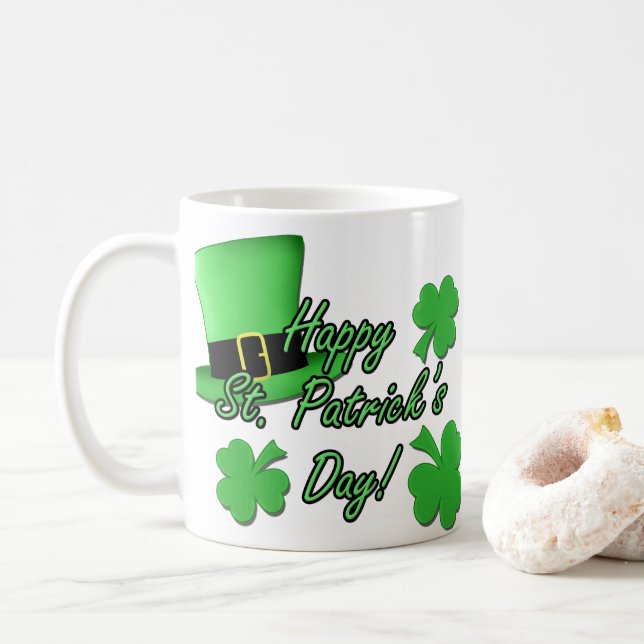 Coola roligt Grönt top hat Shamrocks St. Patricks  Kaffemugg (Med munk)