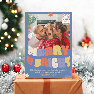 Coola Roligt Merry & Bright retro-julbild Julkort
