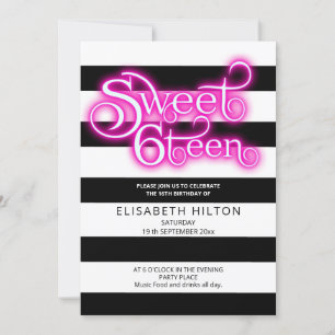 Coola roligt modern rand typografi sweet sixteen inbjudningar