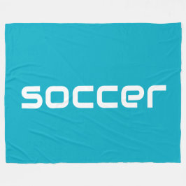 Coola Roligt Modern White SOCCER Text på Azure Blu Fleecefilt