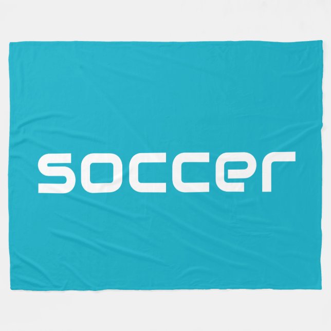 Coola Roligt Modern White SOCCER Text på Azure Blu Fleecefilt (Framsidan (Horisontell))