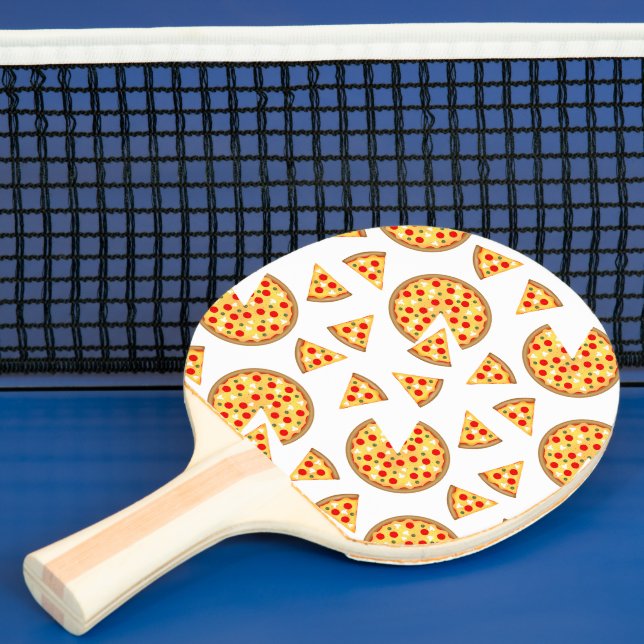 Coola roligt pizza och skivor mönster på vitt pingisracket (Insitu)