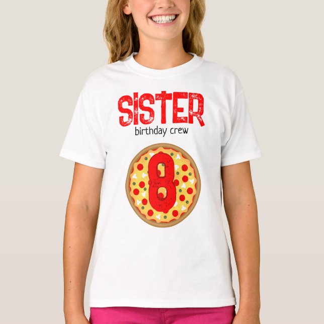 Coola roligt pizza party barns födelsedag besättni t shirt (Framsida)