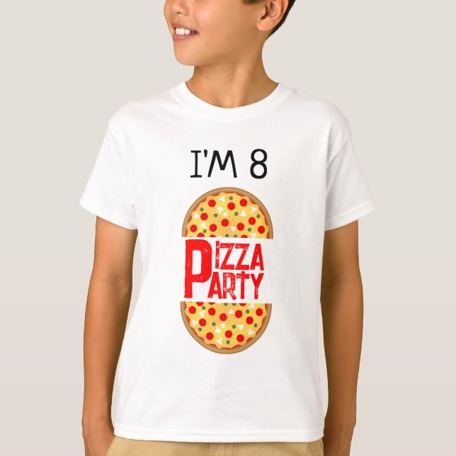 Coola roligt pizza party barns födelsedag t shirt (Framsida)