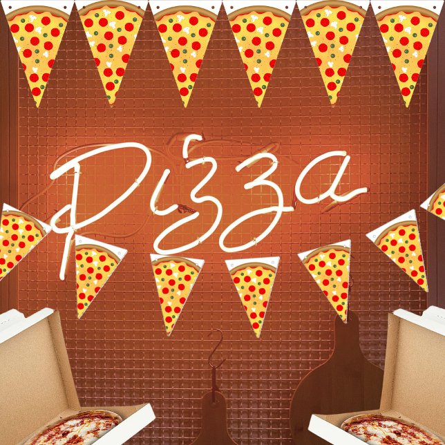 Coola roligt pizza party barns födelsedag vimplar (Skapare uppladdad)