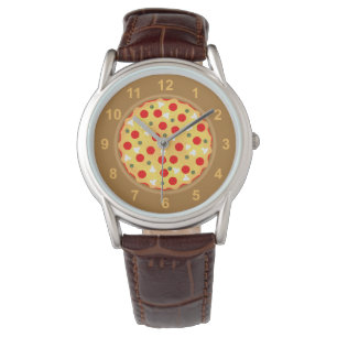 Coola roligt pizza pepperoni svamp med nummer armbandsur