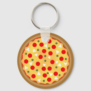 Coola roligt pizza pepperoni svamp nyckelring
