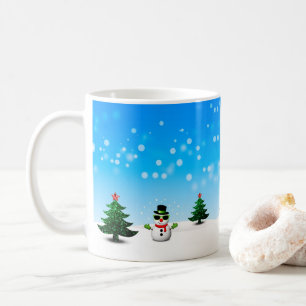 Coola roligt Snögubbe Sparkly Julgranar blue Kaffemugg
